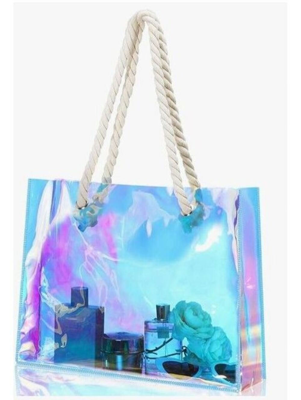 Large Holographic Clear Tote Bags Iridescent PVC Bag